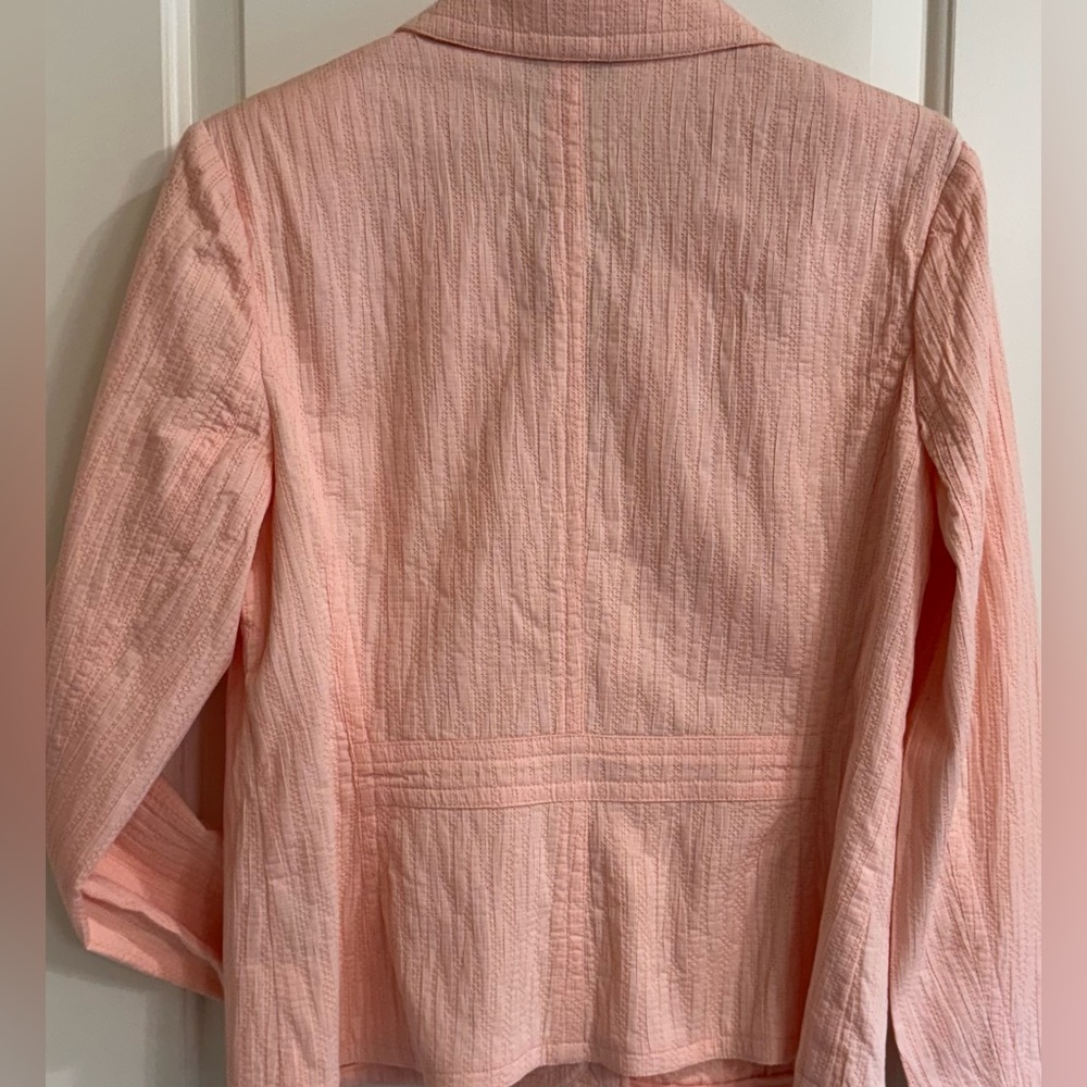 Keren Hart Peach Textured Blazer Jacket Womens 10 Stretch Tailored Chic - Picture 5 of 9